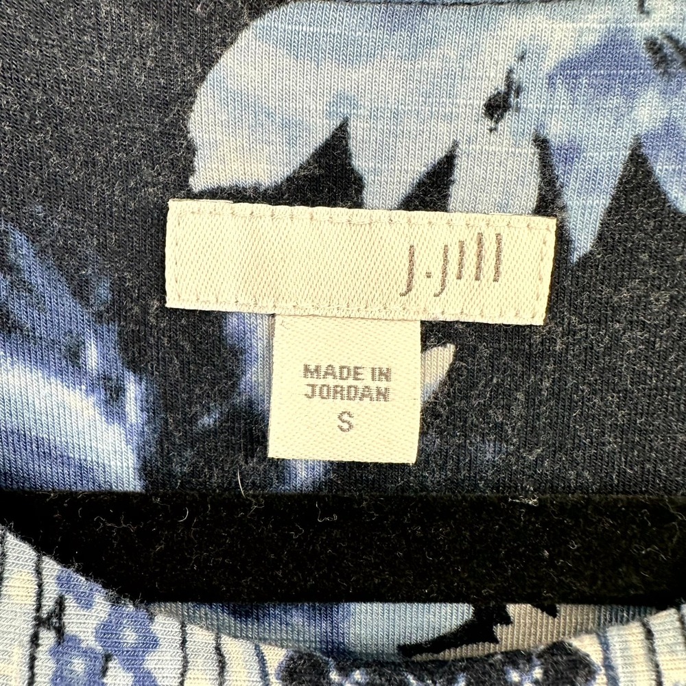 J. Jill Maxi Dress Womens S Blue Black Floral Print Sleeveless Pleated Side Slit - Picture 4 of 10
